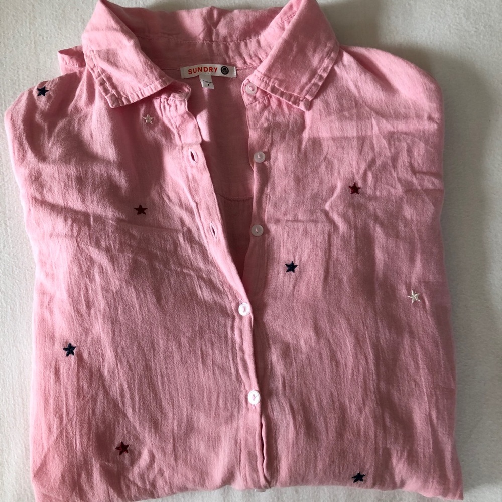 SUNDRY Stars Oversized Button Down Shirt